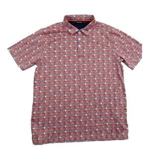 Bugatchi Polo Shirt‎ Mens L Colorful Geometric Short Sleeve Mercerized Cotton